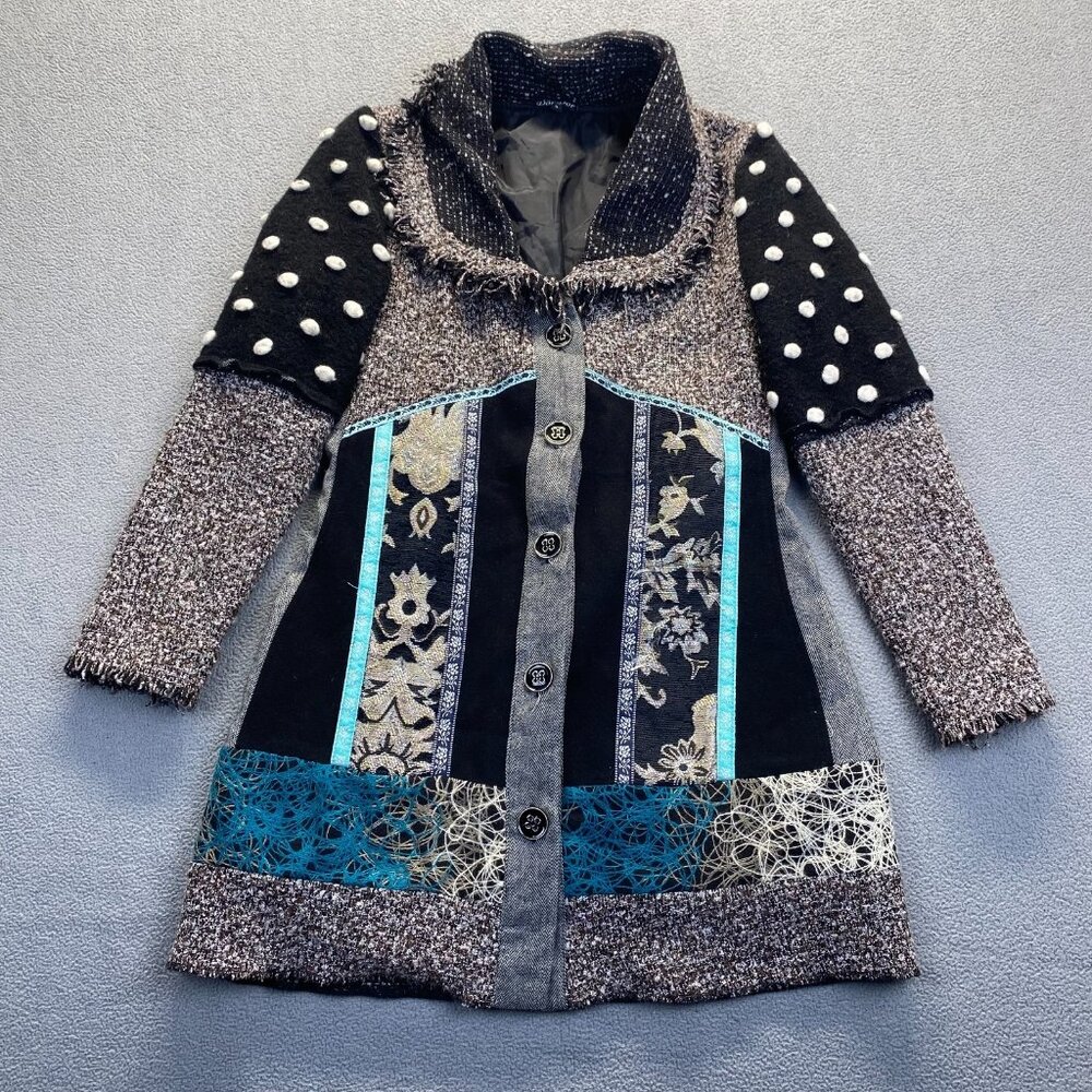 Dor Dor Couture Art-To-Wear Women's Size Small  Button Up Lined Coat